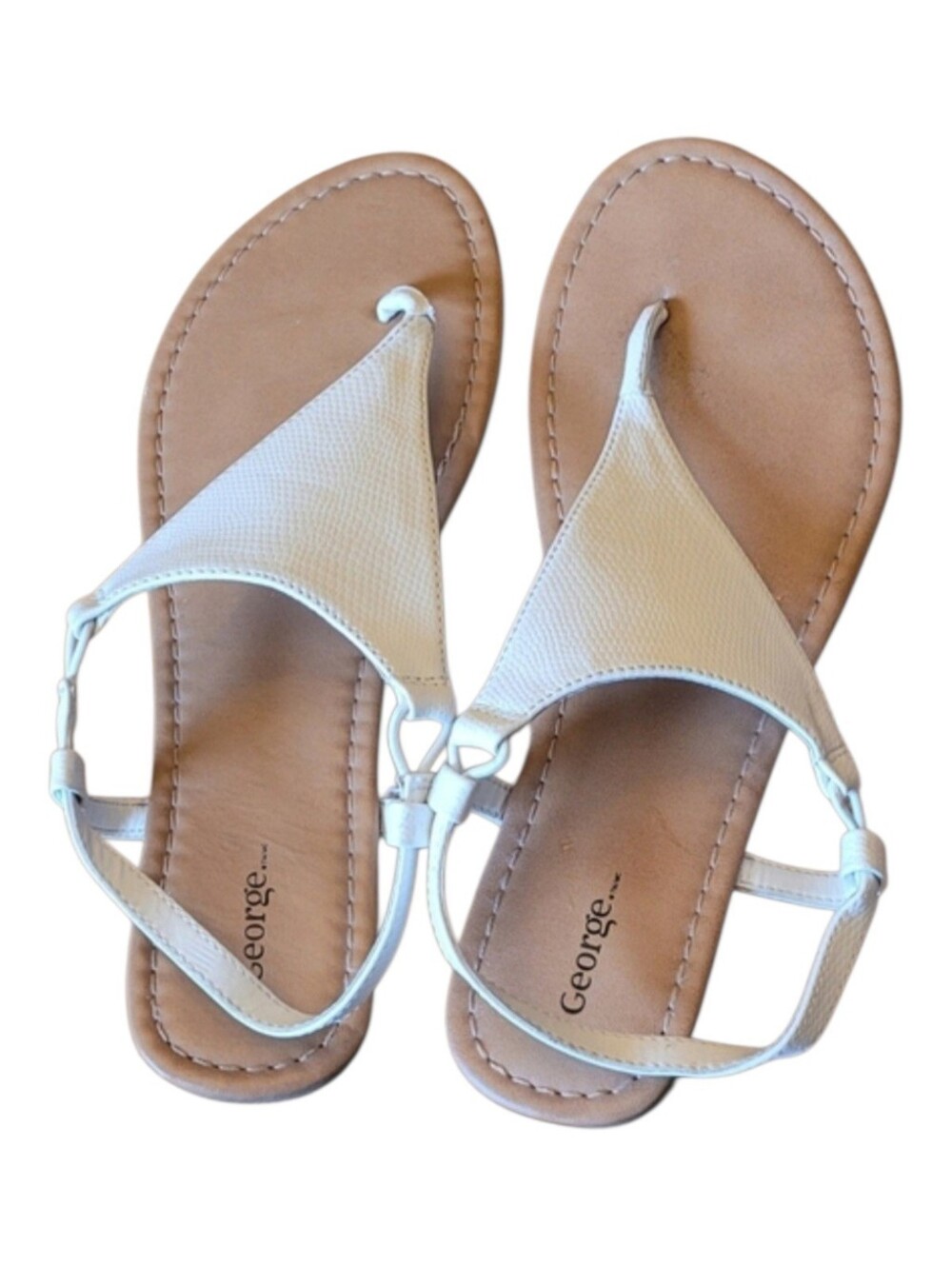 🥳4/$25!🥳 George Cream-White Toe-Loop Slingback Sandals for Women